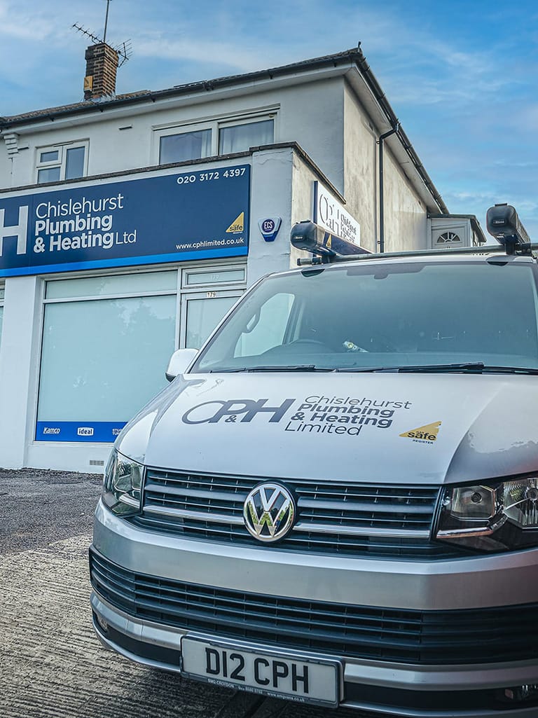 Chislehurst Plumbing & Heating van infront of their office